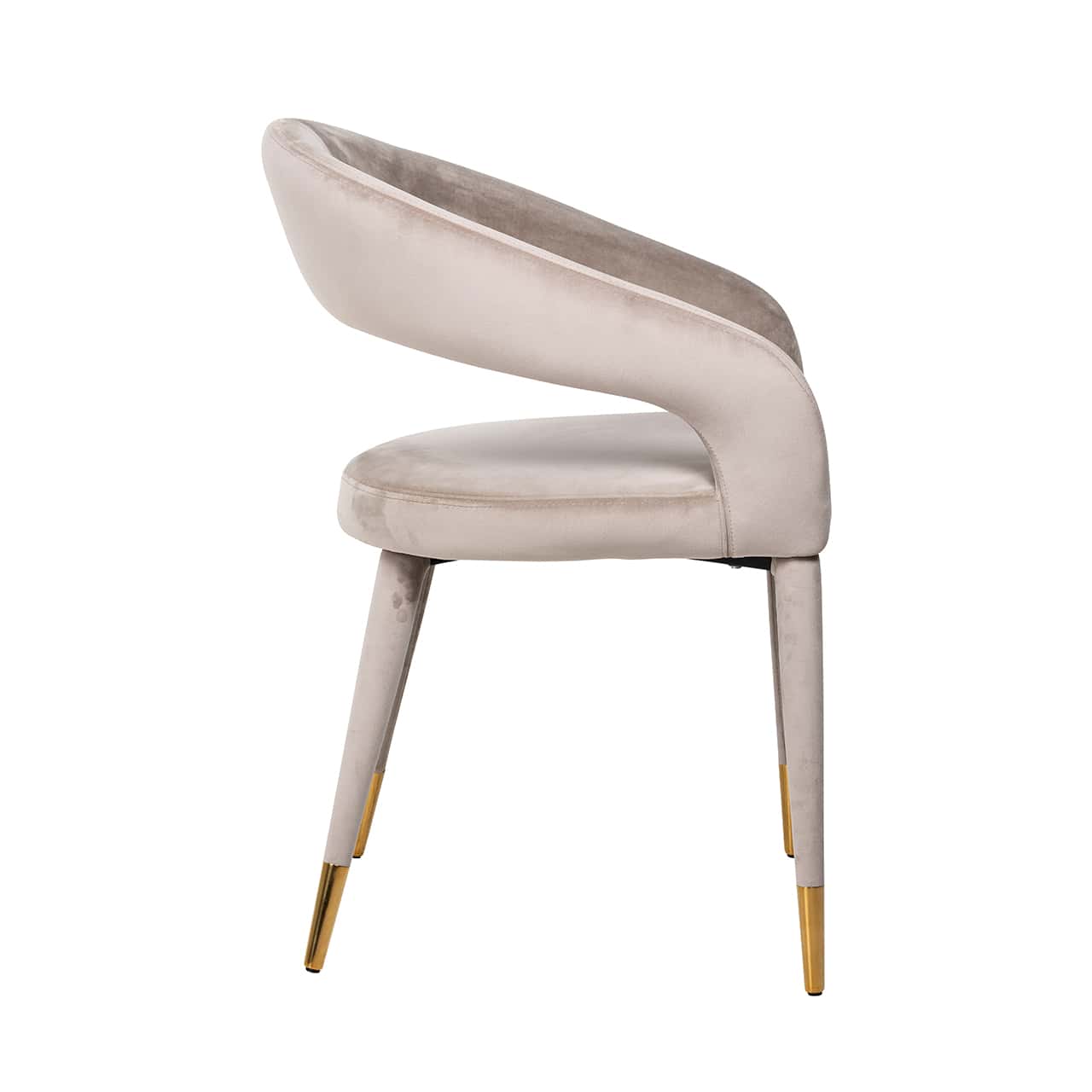 Richmond Interiors Ava Taupe Khaki Velvet Gold Tips Dining Chair