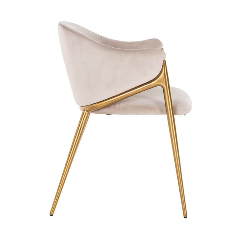 Richmond Interiors Gwen Taupe Khaki Velvet & Gold Chair