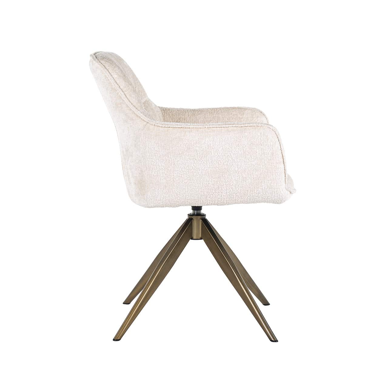 Richmond Interiors Aline Bergen White Chenille & Gold Swivel Chair