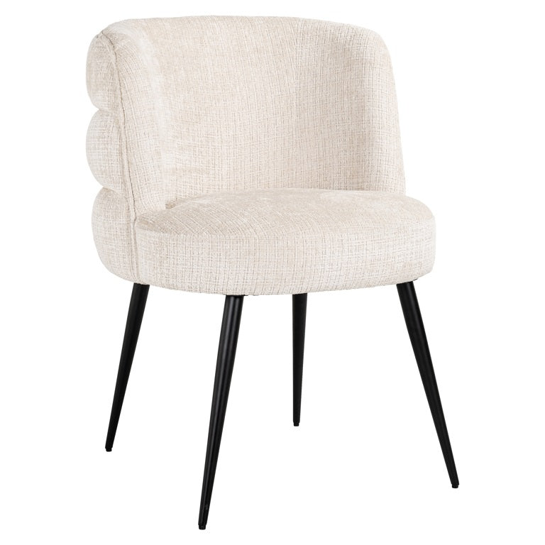 Richmond Interiors Stella Niagara Cream Chenille Rounded Back Dining Chair