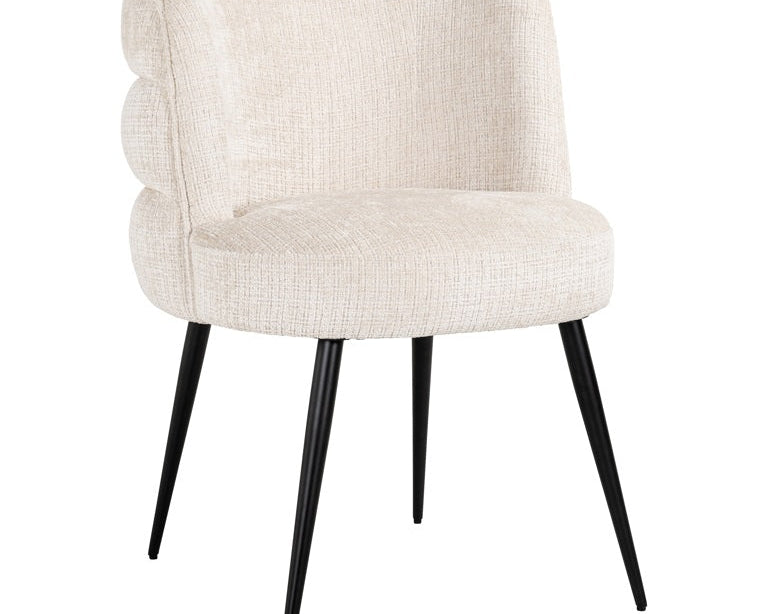 Richmond Interiors Stella Niagara Cream Chenille Rounded Back Dining Chair