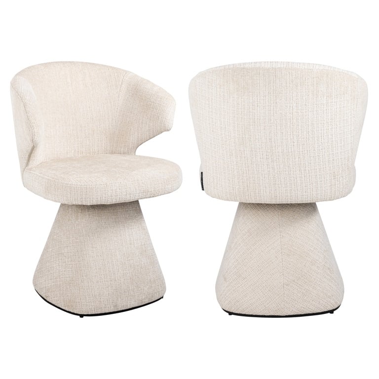 Richmond Interiors Gatsbi Niagara Cream Chenille Rounded Back Stool Dining Chair