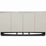 Nova White Ceramic Marble 180CM 4 Door Sideboard Black Legs