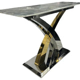 Lucy X Leg Gold Marble 120cm Console Table In 2 Colours