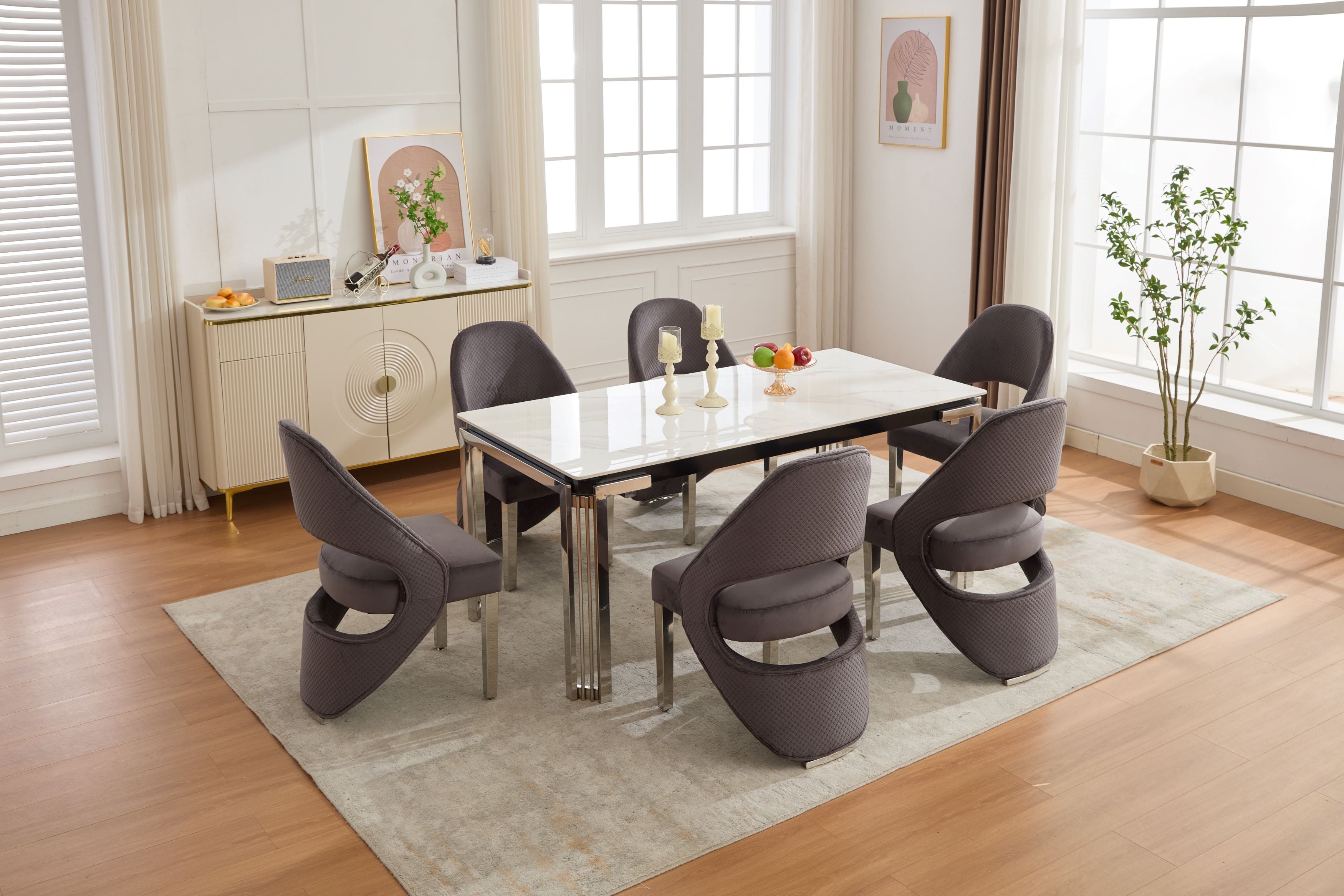 Sorrento 180cm Chrome Dining Table Only