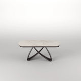 Hex 180-280cm Spanish White Ceramic Marble Side Extending Dining Table