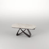 Hex 180-280cm Spanish White Ceramic Marble Side Extending Dining Table