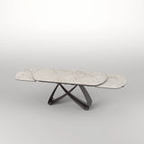 Hex 180-280cm Spanish White Ceramic Marble Side Extending Dining Table