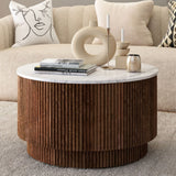 Jasmine Mango Brass Ribbed Marble Coffee Table