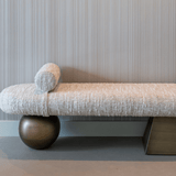 Richmond Interiors Geneva Bench in Beige Fabric