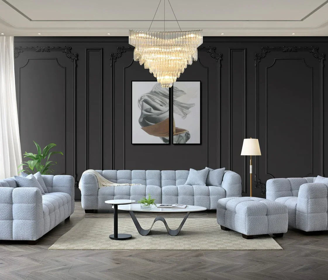 The Bubble Tribeca Pearl Boucle 3 Seater Premium Sofa Boucle Fabric