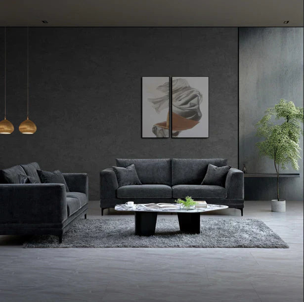 The Harlow Steel Grey Boucle 2 Seater Premium Sofa Boucle Fabric