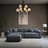 The Dakota Charcoal Grey Boucle 4 Seater With Chaise Premium Sofa Charcoal Boucle Fabric