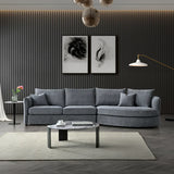 The Pebble Grey Boucle Corner Premium Sofa Fabric