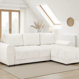 Zara Cream Plush Velvet Universal Corner Sofabed with Storage