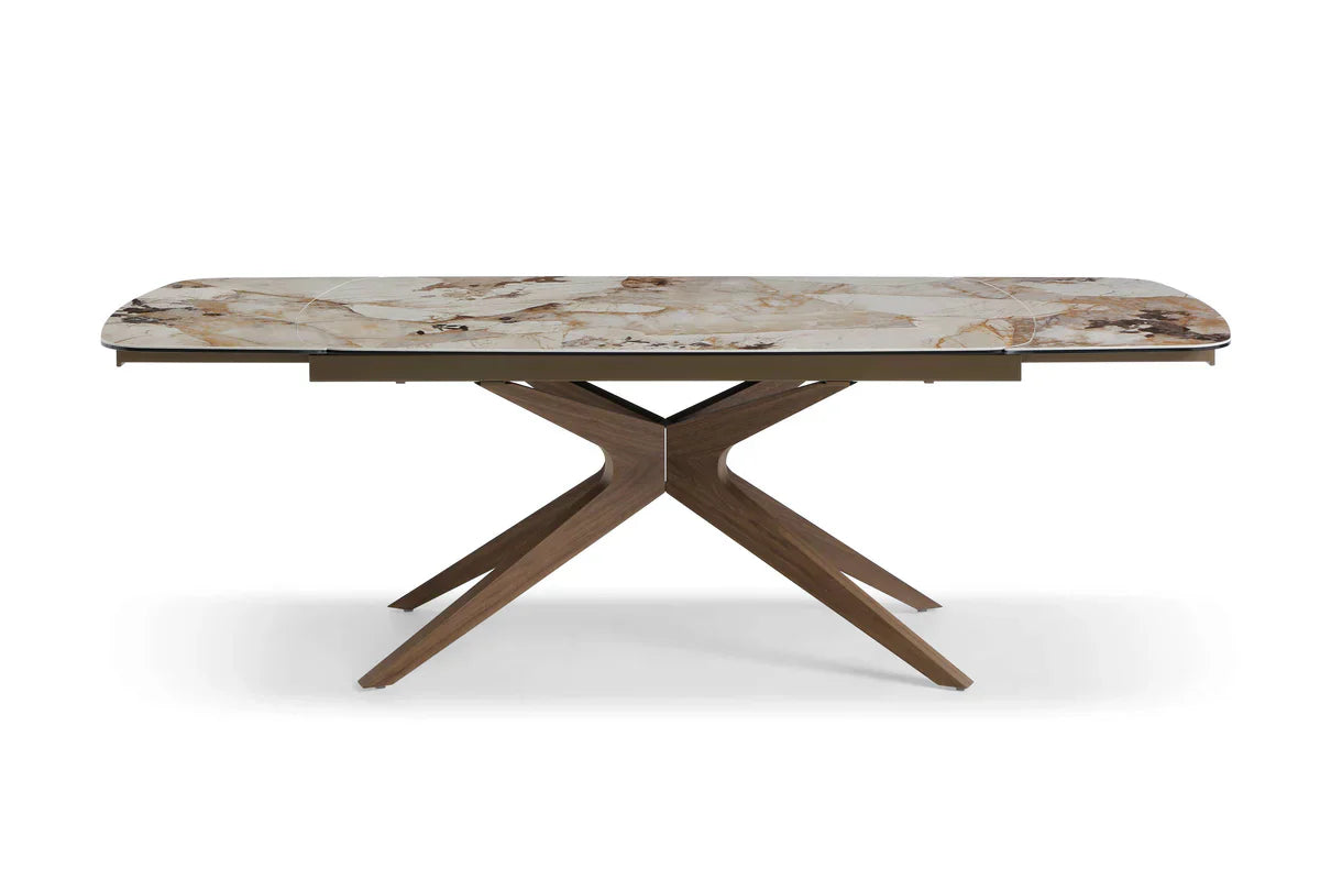 Serene 160-240cm Italian Walnut & Pandora Vendome Ceramic Marble Side Extending Dining Table