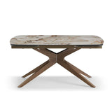 Serene 160-240cm Italian Walnut & Pandora Vendome Ceramic Marble Side Extending Dining Table