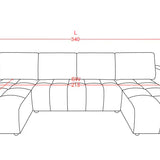 Sena Large Grey Plush Velvet Luxury U Shape Sofabed Sofa