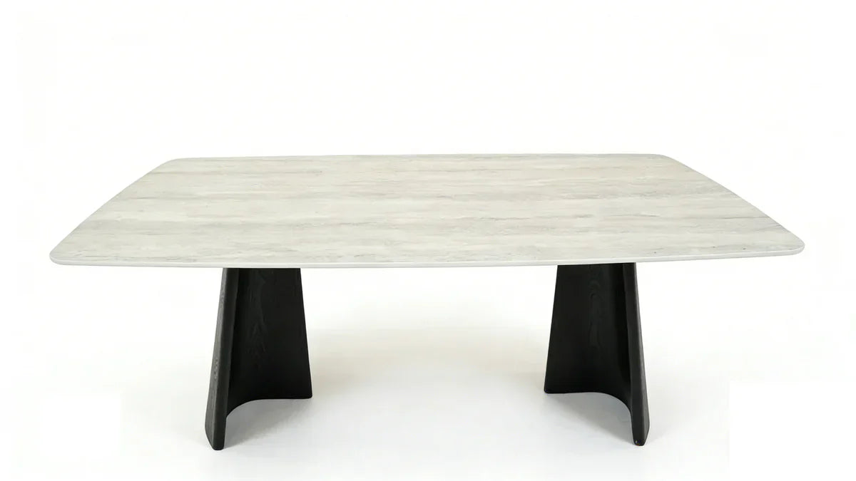 Silvia 180cm Black & Grey Ceramic Marble Dining Table