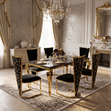 Sofia Black Gold Marble Dining Table Set with Vienna & Gold Chairs