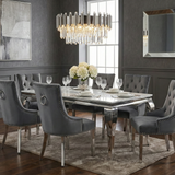 Sofia Cream Marble Dining Table with Valencia Ring Knocker Chairs