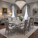 Sofia Grey Marble Dining Table with Rocky Grey Chairs