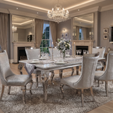 Sofia Grey Marble Dining Table with Rocky Grey Chairs