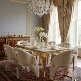 Sofia Cream Gold Marble Dining Table with Vegas Chairs