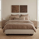 LPD Home Soller Porridge Chenille Tweed Double Platform Bed Frame