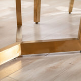 Sorrento 150cm Gold Dining Table with White Ceramic Marble Top + Cream/Gold  Ring Knocker Velvet Chairs