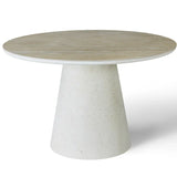 Stratos 120cm Round Ivory & Travertine Ceramic Marble Dining Table
