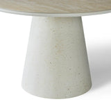 Stratos 120cm Round Ivory & Travertine Ceramic Marble Dining Table
