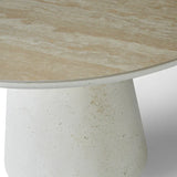 Stratos 120cm Round Ivory & Travertine Ceramic Marble Dining Table