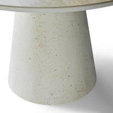 Stratos 120cm Round Ivory & Travertine Ceramic Marble Dining Table