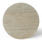 Stratos 120cm Round Ivory & Travertine Ceramic Marble Dining Table