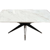Regent 160-200cm White/Gold Ceramic Marble Extending Dining Table