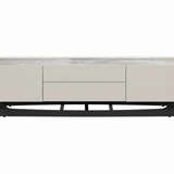 Nova White Ceramic Marble 180CM TV Media Unit Black Legs