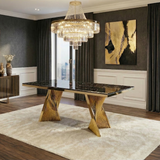 Ravello 160cm Cream & Gold Dining Table Set with Vienna Chairs
