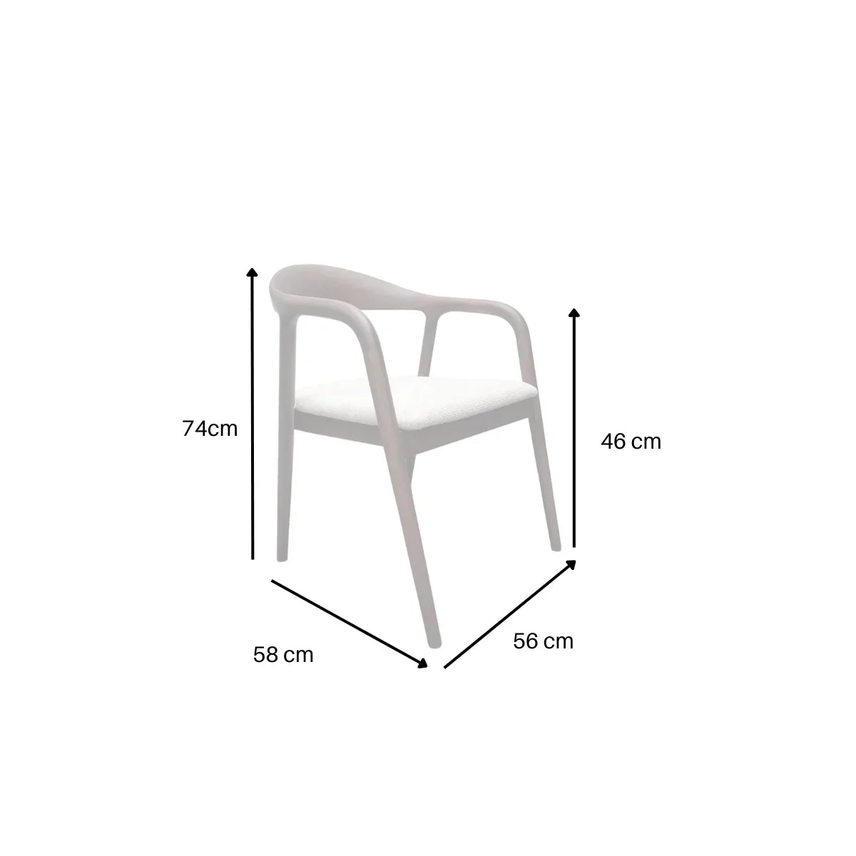 Tessa Walnut Dark Wooden Ivory Boucle Fabric Dining Chairs - Pairs
