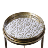 Libra Interiors Vienna Diamond Set of 2 Side Tables - Antique Gold
