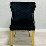 Ravello 160cm Black & Gold Dining Table Set with Valentino Chairs