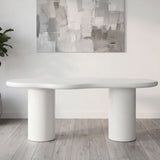 Valillian 200cm White Micro Cement Dining Table