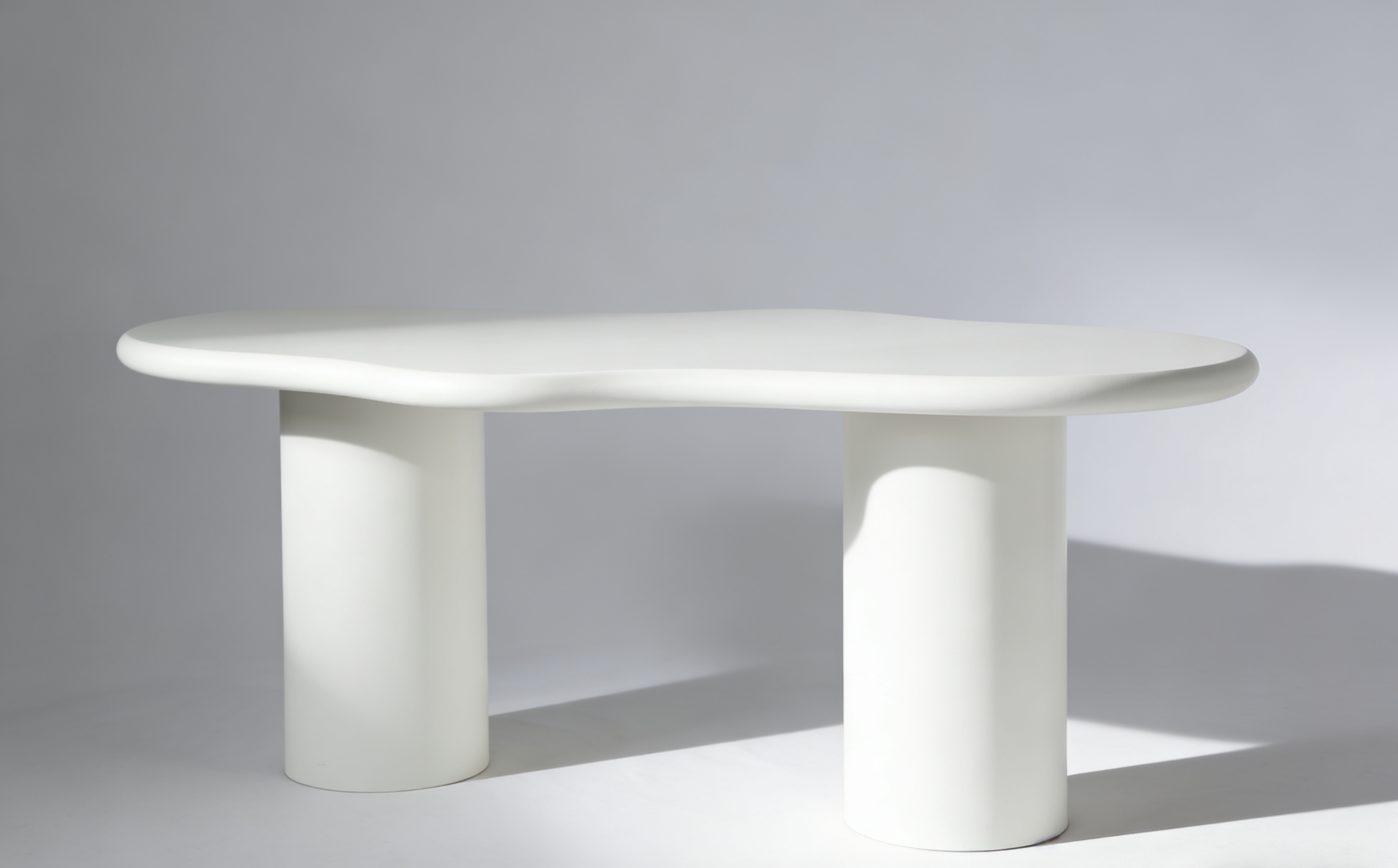 Valillian 200cm White Micro Cement Dining Table