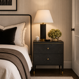 Vancent 2 Drawer Bedside Table - Grey