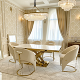 Elina 180cm Gold Marble Dining Table Set with Vegas Chairs