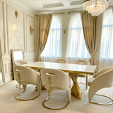 Ravello Gold Marble Dining Table with Vegas Chairs