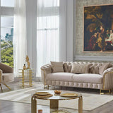 The Sienna Luxury Chesterfield Premium Armchair Beige Gold Velvet