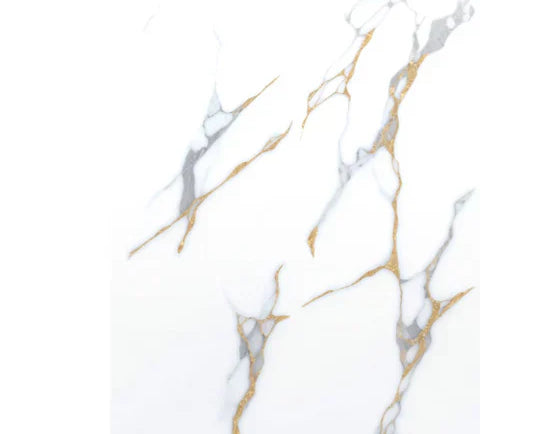 Media Wall Panels Pack Of x4 Gold White Marble Veins PVC Waterproof Wall Panels 240x60cm