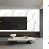 Media Wall Panels Pack Of x4 Gold White Marble Veins PVC Waterproof Wall Panels 240x60cm