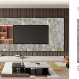 Media Wall Panels Pack Of x4 Gold Grey Marble Veins PVC Waterproof Wall Panels 240x60cm